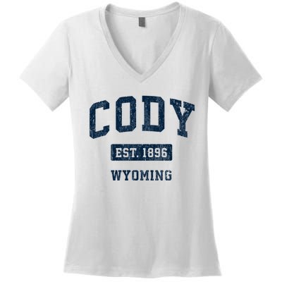 Cody Wyoming Wy Vintage Sports Established Women's V-Neck T-Shirt