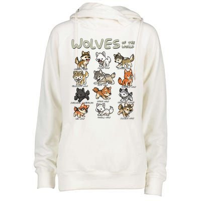 Chibi Wolf Wolves Animals Of The World Wolf Lover Womens Funnel Neck Pullover Hood