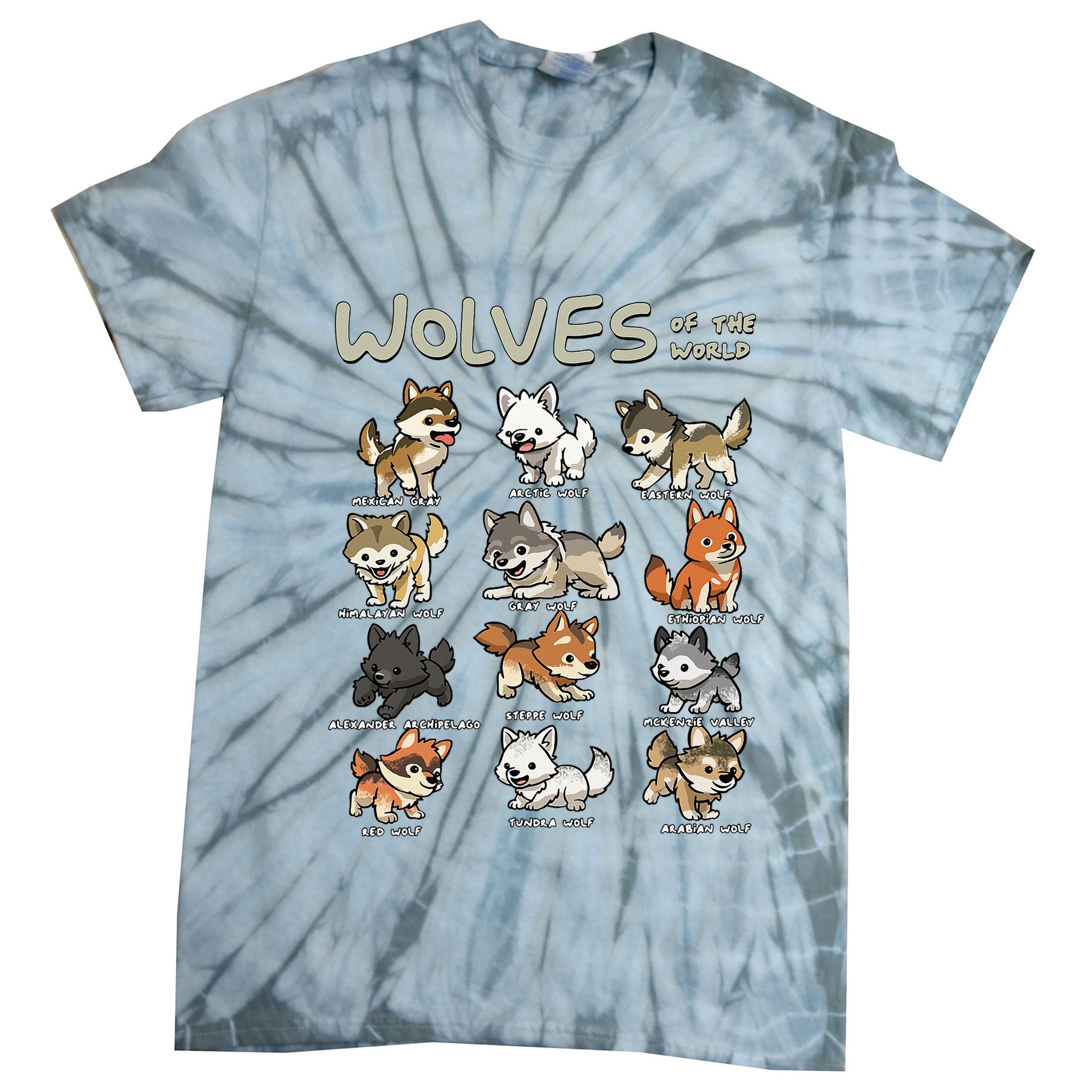 Chibi Wolf Wolves Animals Of The World Wolf Lover Tie-Dye T-Shirt