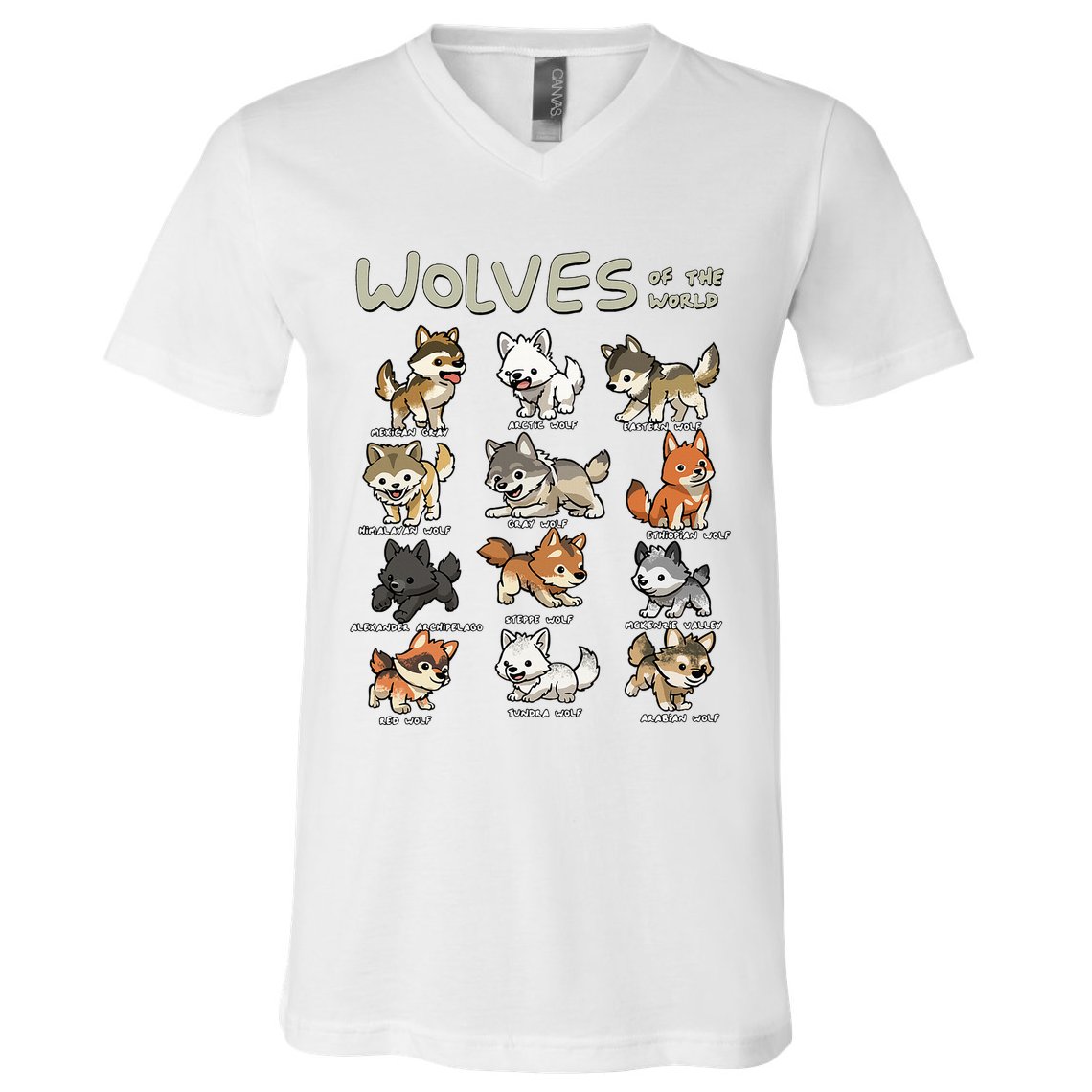 Chibi Wolf Wolves Animals Of The World Wolf Lover V-Neck T-Shirt