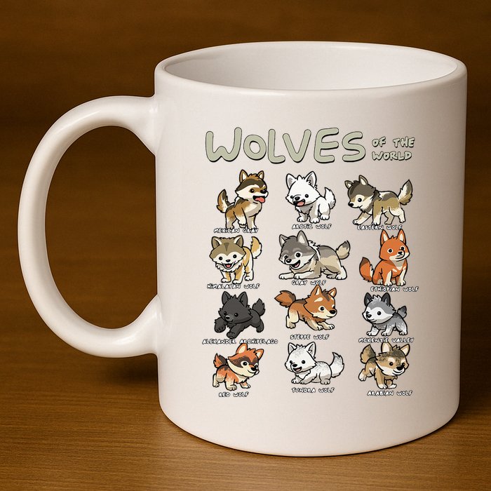 Chibi Wolf Wolves Animals Of The World Wolf Lover 11oz C Handle Ceramic Mug