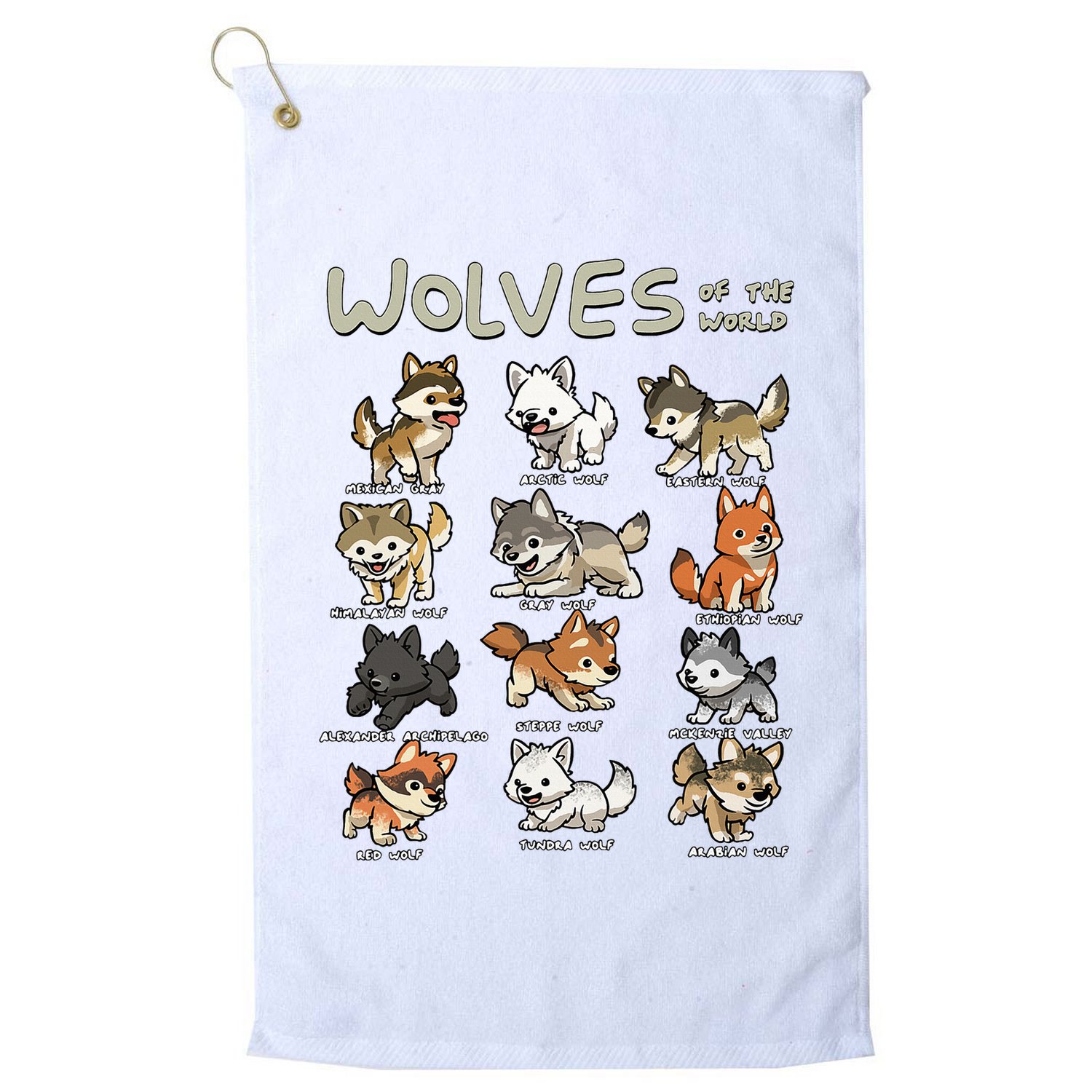 Chibi Wolf Wolves Animals Of The World Wolf Lover Golf Towel