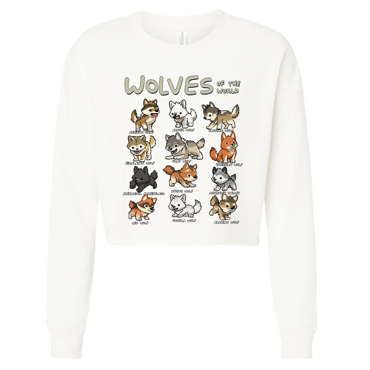 Chibi Wolf Wolves Animals Of The World Wolf Lover Cropped Pullover Crew