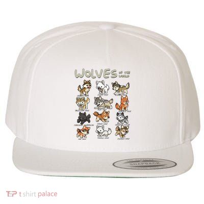 Chibi Wolf Wolves Animals Of The World Wolf Lover Wool Snapback Cap