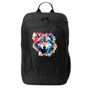 Cool Wolf Watercolor Art City Backpack