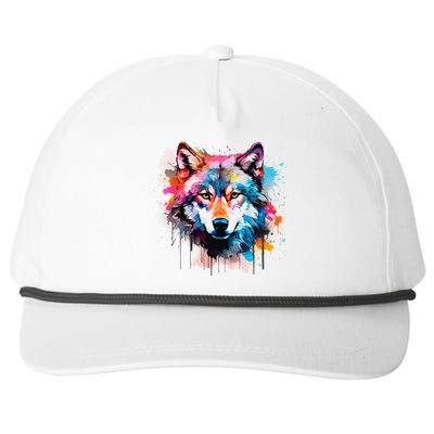 Cool Wolf Watercolor Art Snapback Five-Panel Rope Hat