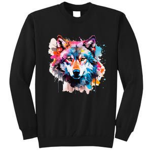 Cool Wolf Watercolor Art Tall Sweatshirt