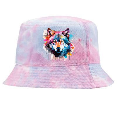 Cool Wolf Watercolor Art Tie-Dyed Bucket Hat