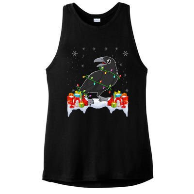 Crow Wearing Xmas Light Funny Crow Lover Christmas Ladies PosiCharge Tri-Blend Wicking Tank