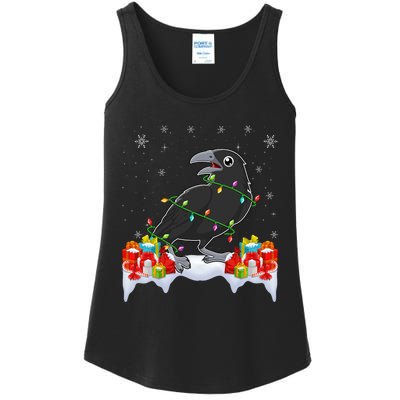 Crow Wearing Xmas Light Funny Crow Lover Christmas Ladies Essential Tank