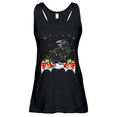 Crow Wearing Xmas Light Funny Crow Lover Christmas Ladies Essential Flowy Tank