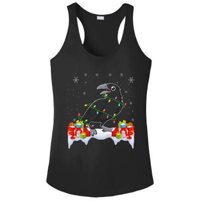 Crow Wearing Xmas Light Funny Crow Lover Christmas Ladies PosiCharge Competitor Racerback Tank