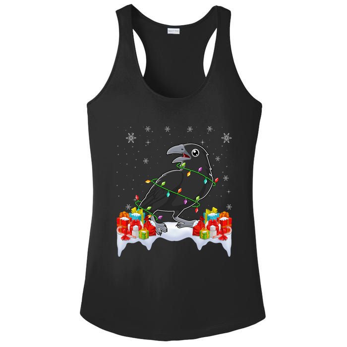 Crow Wearing Xmas Light Funny Crow Lover Christmas Ladies PosiCharge Competitor Racerback Tank