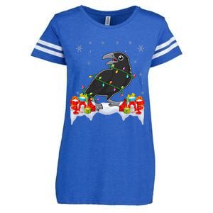 Crow Wearing Xmas Light Funny Crow Lover Christmas Enza Ladies Jersey Football T-Shirt