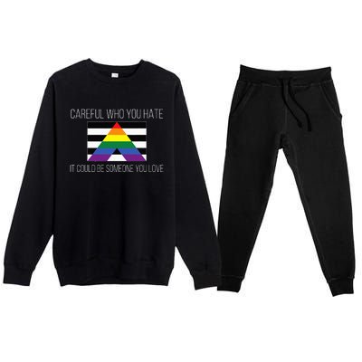 Careful Who You Hate Straight Ally Flag Premium Crewneck Sweatsuit Set