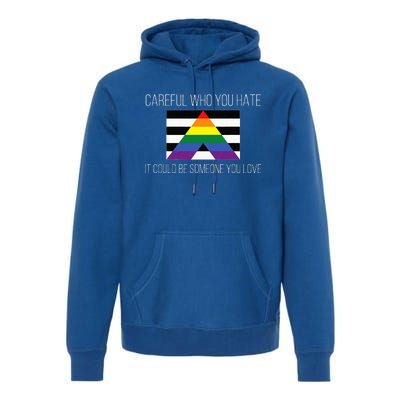 Careful Who You Hate Straight Ally Flag Premium Hoodie