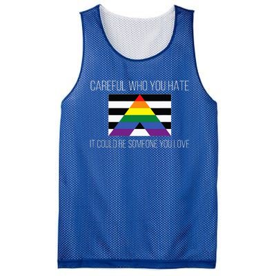 Careful Who You Hate Straight Ally Flag Mesh Reversible Basketball Jersey Tank