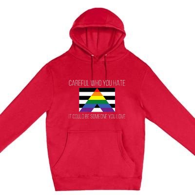 Careful Who You Hate Straight Ally Flag Premium Pullover Hoodie