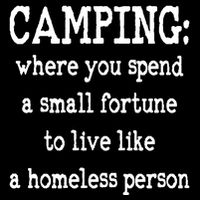 Camping: Where You Spend A Small Fortune To Live Like A Homeless Person Womens T-Shirt