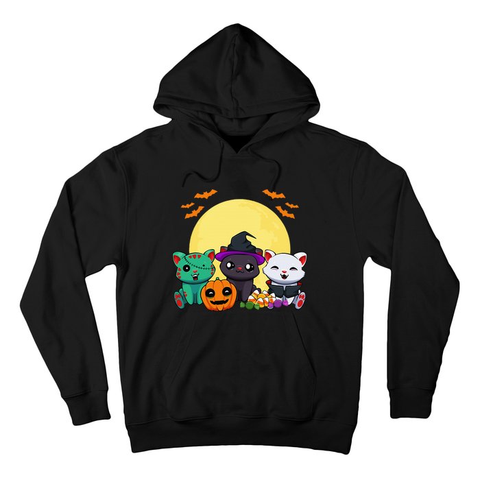 Cat Witch Zombie Vampire Lazy Halloween Costume Cute Kitten Hoodie