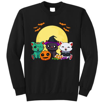 Cat Witch Zombie Vampire Lazy Halloween Costume Cute Kitten Sweatshirt