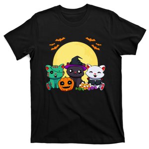 Cat Witch Zombie Vampire Lazy Halloween Costume Cute Kitten T-Shirt