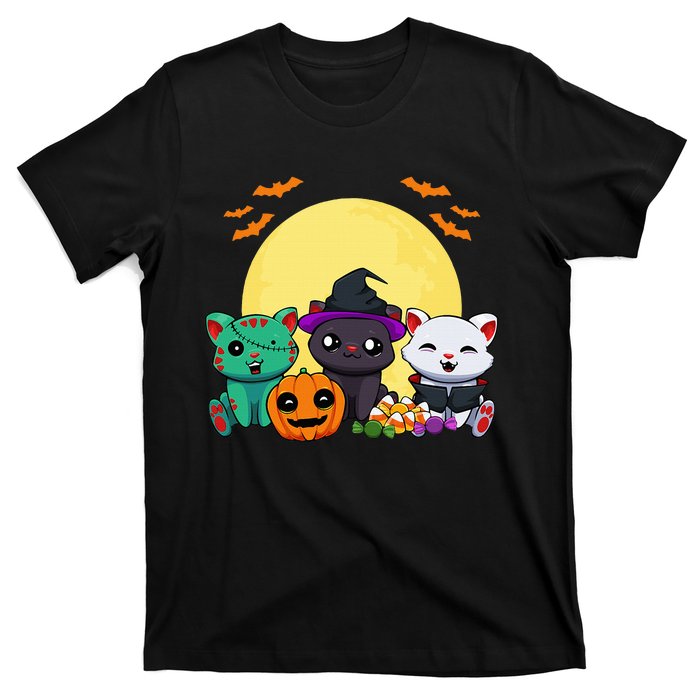 Cat Witch Zombie Vampire Lazy Halloween Costume Cute Kitten T-Shirt