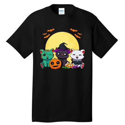 Cat Witch Zombie Vampire Lazy Halloween Costume Cute Kitten Tall T-Shirt