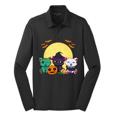 Cat Witch Zombie Vampire Lazy Halloween Costume Cute Kitten Silk Touch Performance Long Sleeve Polo