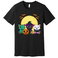 Cat Witch Zombie Vampire Lazy Halloween Costume Cute Kitten Premium T-Shirt