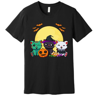 Cat Witch Zombie Vampire Lazy Halloween Costume Cute Kitten Premium T-Shirt