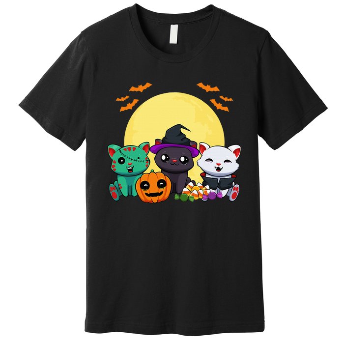 Cat Witch Zombie Vampire Lazy Halloween Costume Cute Kitten Premium T-Shirt