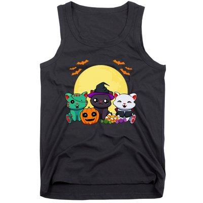 Cat Witch Zombie Vampire Lazy Halloween Costume Cute Kitten Tank Top