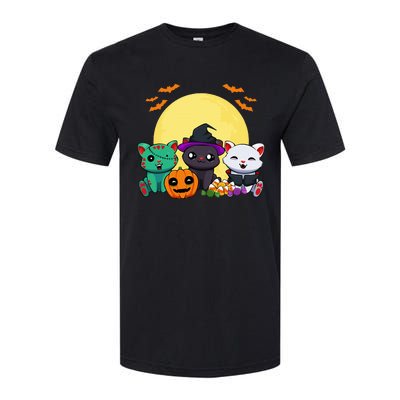 Cat Witch Zombie Vampire Lazy Halloween Costume Cute Kitten Softstyle CVC T-Shirt