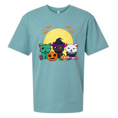 Cat Witch Zombie Vampire Lazy Halloween Costume Cute Kitten Sueded Cloud Jersey T-Shirt