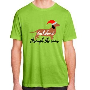 Christmas Xmas Cute Dog Daschund Through The Snow Gift Adult ChromaSoft Performance T-Shirt