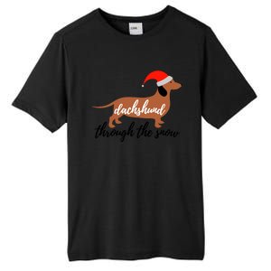 Christmas Xmas Cute Dog Daschund Through The Snow Gift Tall Fusion ChromaSoft Performance T-Shirt