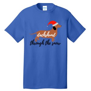 Christmas Xmas Cute Dog Daschund Through The Snow Gift Tall T-Shirt