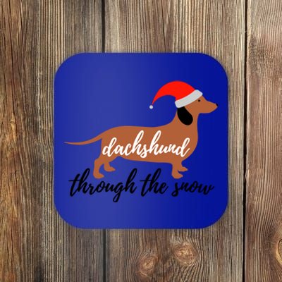 Christmas Xmas Cute Dog Daschund Through The Snow Gift Coaster