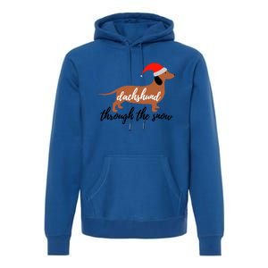 Christmas Xmas Cute Dog Daschund Through The Snow Gift Premium Hoodie