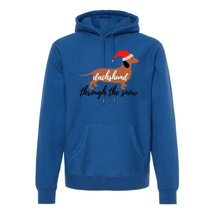 Christmas Xmas Cute Dog Daschund Through The Snow Gift Premium Hoodie