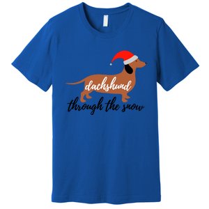 Christmas Xmas Cute Dog Daschund Through The Snow Gift Premium T-Shirt