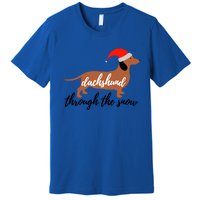 Christmas Xmas Cute Dog Daschund Through The Snow Gift Premium T-Shirt