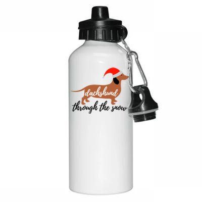 Christmas Xmas Cute Dog Daschund Through The Snow Gift Aluminum Water Bottle