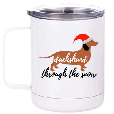 Christmas Xmas Cute Dog Daschund Through The Snow Gift 12 oz Stainless Steel Tumbler Cup