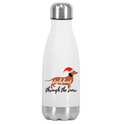 Christmas Xmas Cute Dog Daschund Through The Snow Gift Stainless Steel Insulated Water Bottle