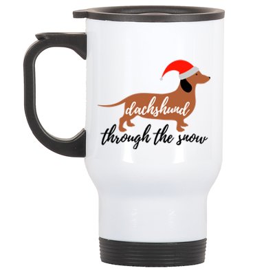 Christmas Xmas Cute Dog Daschund Through The Snow Gift Stainless Steel Travel Mug