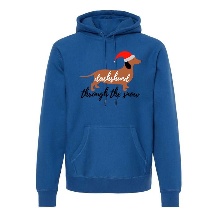 Christmas Xmas Cute Dog Daschund Through The Snow Gift Premium Hoodie