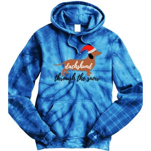 Christmas Xmas Cute Dog Daschund Through The Snow Gift Tie Dye Hoodie