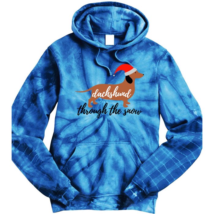 Christmas Xmas Cute Dog Daschund Through The Snow Gift Tie Dye Hoodie